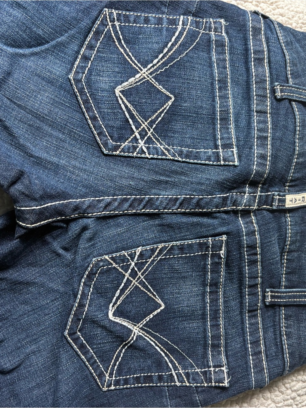 Dark Blue Women's Denim Arist Jeans with Contrast Stitching